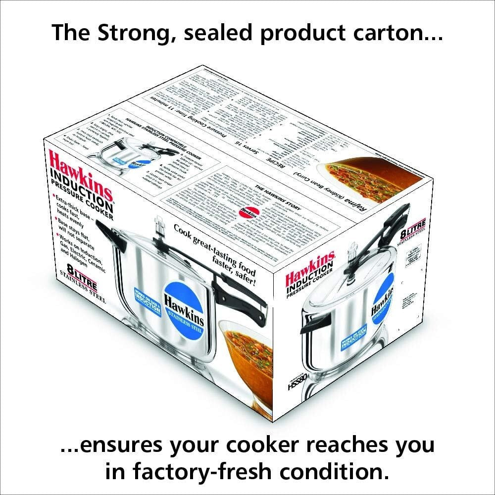 Hawkins Stainless Steel Induction Compatible Pressure Cooker, 8 Litre Capacity,